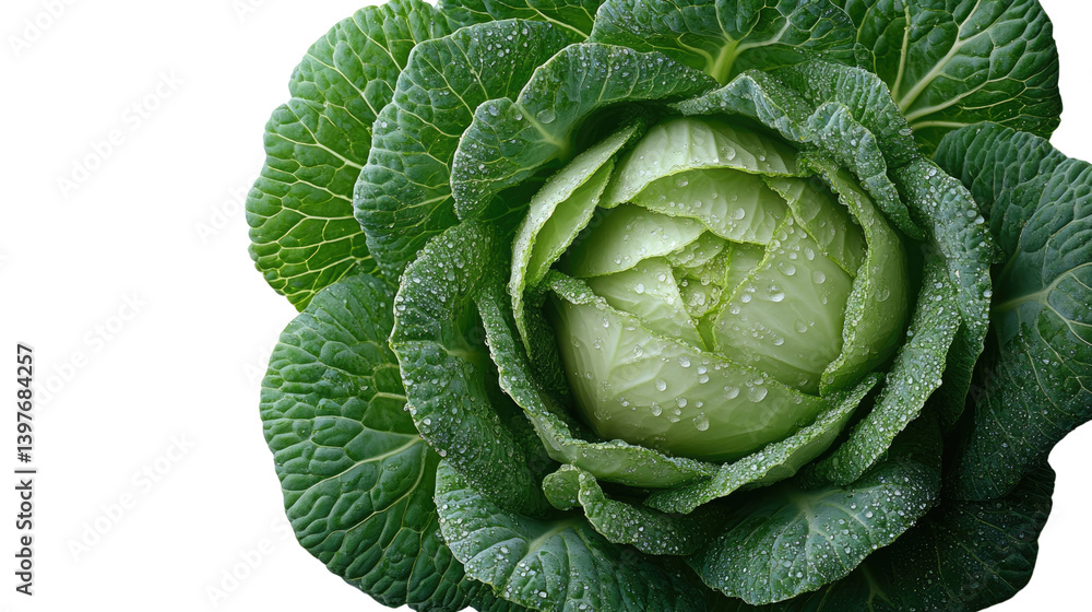 Fototapeta premium Cabbage: A close-up studio shot highlights a fresh, healthy cabbage, revealing its intricate, textured leaves and refreshing aesthetic details.