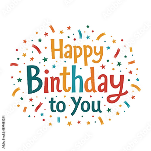 Happy birthday banner. Lettering confetti on white