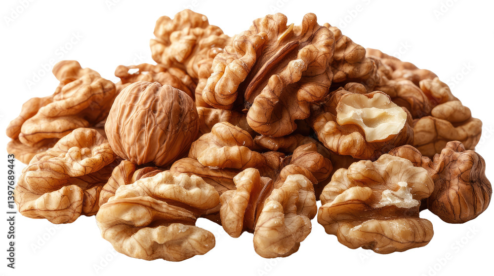 Walnut Feast: A captivating collection of walnuts, their intricate textures and earthy tones, offering a tempting glimpse into the world of natural snacks and culinary delights. Walnut Feast: A captivating collection of walnuts, their intricate textures and earthy tones, offering a tempting glimpse into the world of natural snacks and culinary delights.