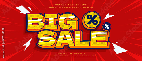 Comic style big sale banner with bold text effect