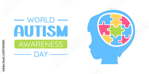 World autism awareness day. Vector flat banner illustration