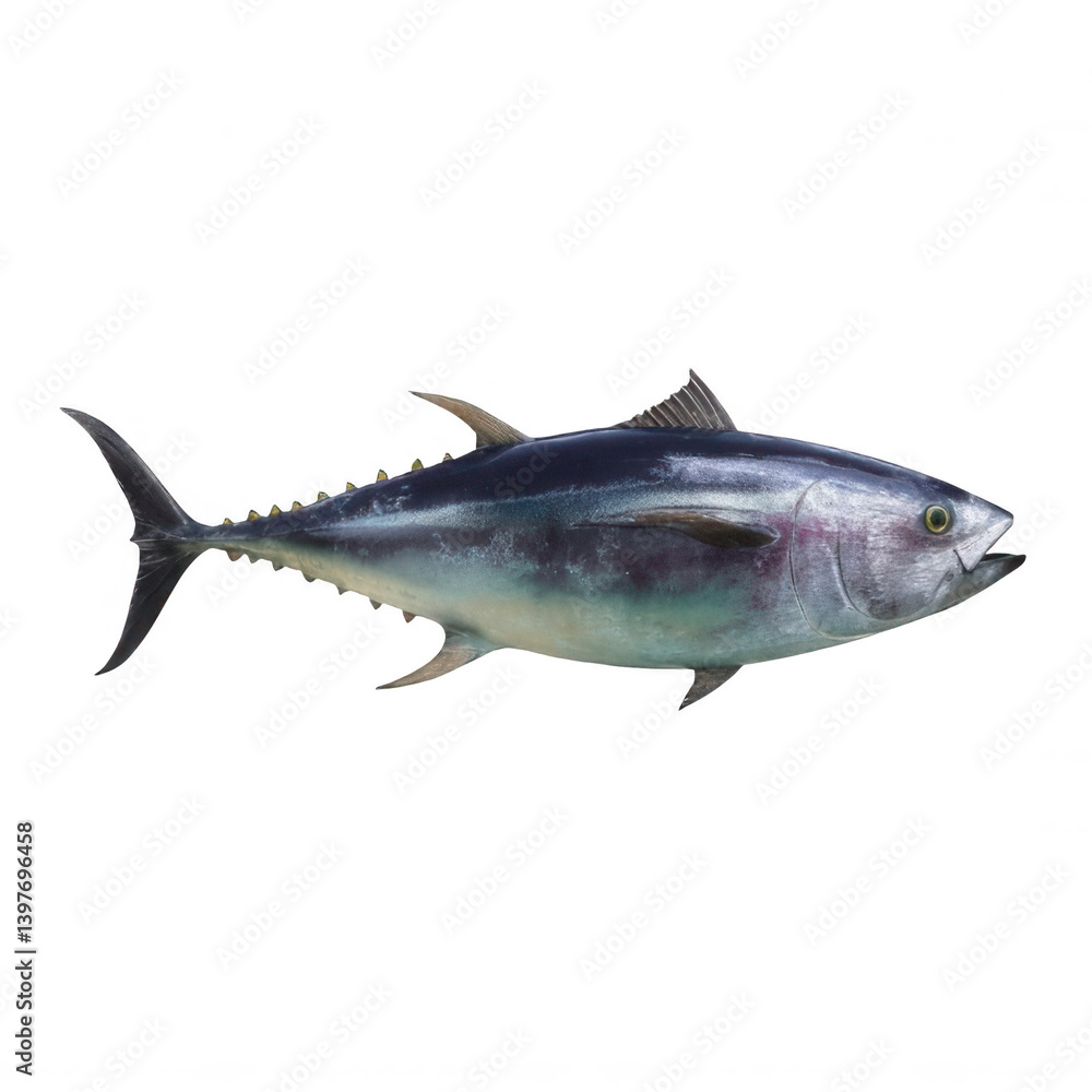 Fototapeta premium Photorealistic Tuna Fish Side View Transparent Background