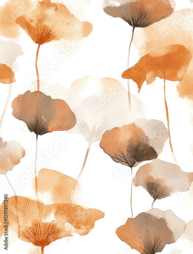 Watercolor illustration of muted brown mushrooms, on a white background.