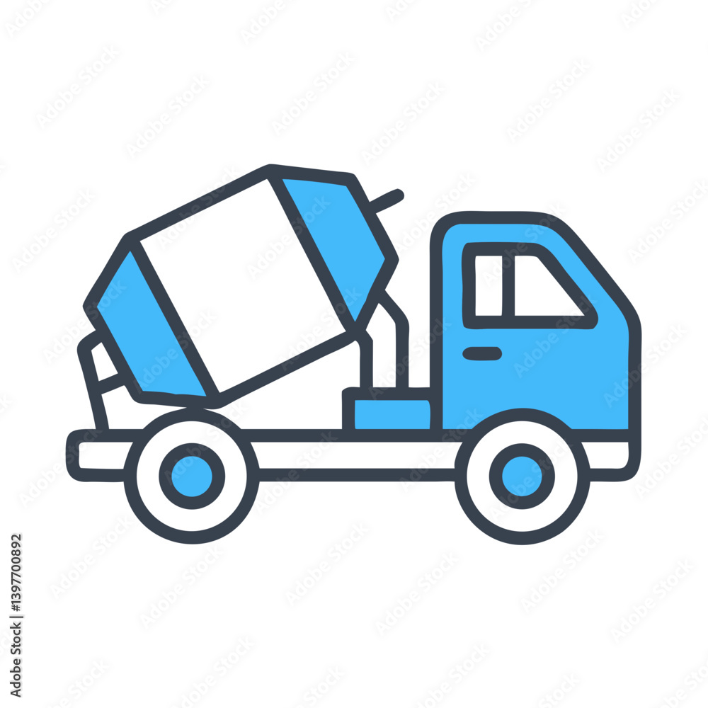 Fototapeta premium Cement Mixer Truck Indicating Construction Logistics Icon Design