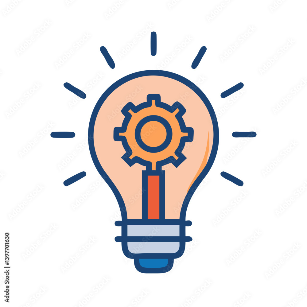 Light Bulb with Rays Representing Industrial Innovation Icon Design Light Bulb with Rays Representing Industrial Innovation Icon Design