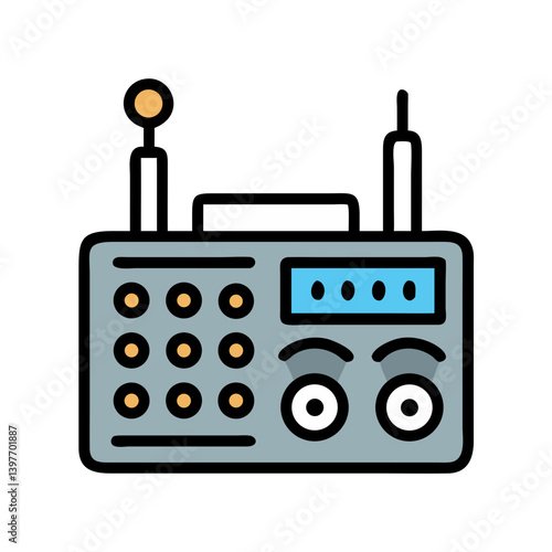 Radio Transmitter with Dials Representing Communication Icon Design