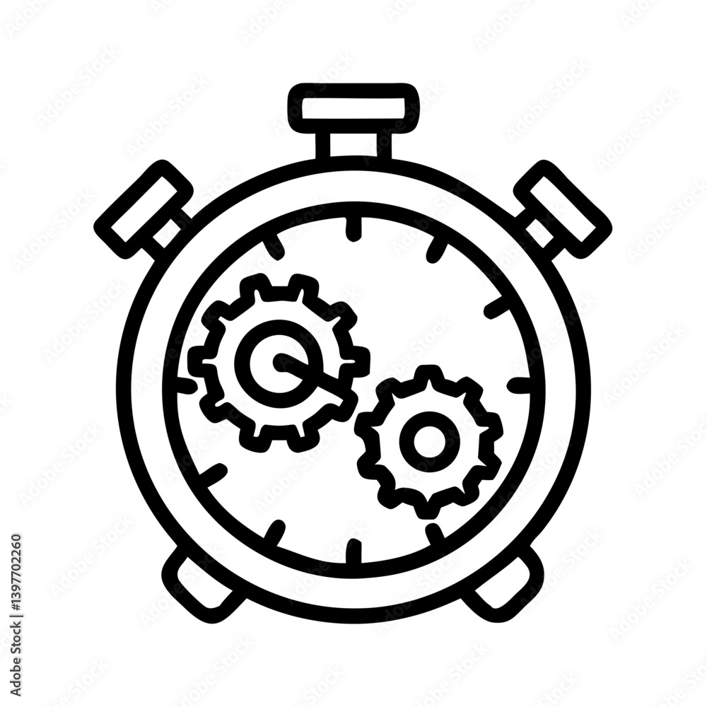 Obraz premium Stopwatch with Gear Inside Representing Time Efficiency Icon Design