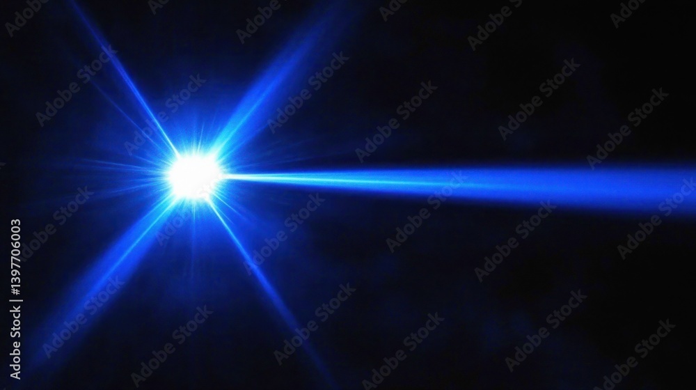 Fototapeta premium A bright blue light beam emanating from a central shining sphere