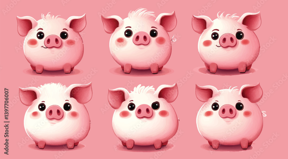 Fototapeta premium Chubby Pig Paradise - patten