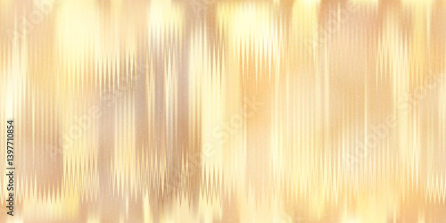 Golden wavy ribbed acrylic or yellow beige plexi glass seamless bg with grainy texture. Abstract gradient mesh pattern of corrugated glossy material. Polycarbonate panel blurry vector illustration