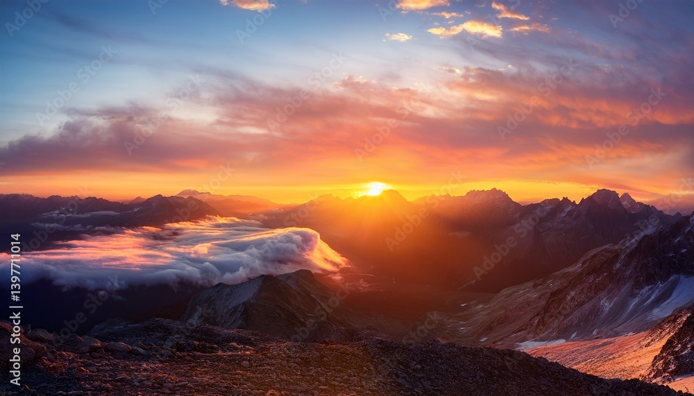 Naklejka premium Majestic Glowing Sunrise