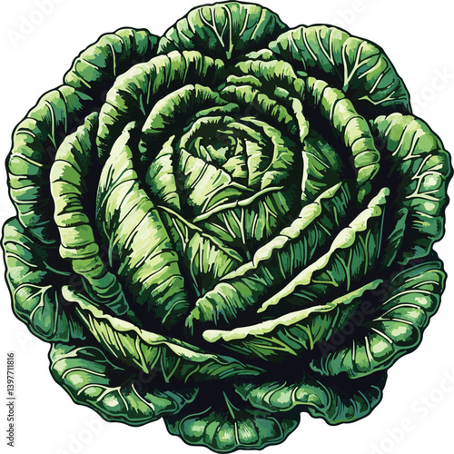 Cabbage vector art illustration. Cabbage vector icon. 