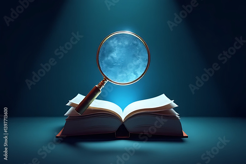 Exploring knowledge book indoor still life low angle discovery through magnification
