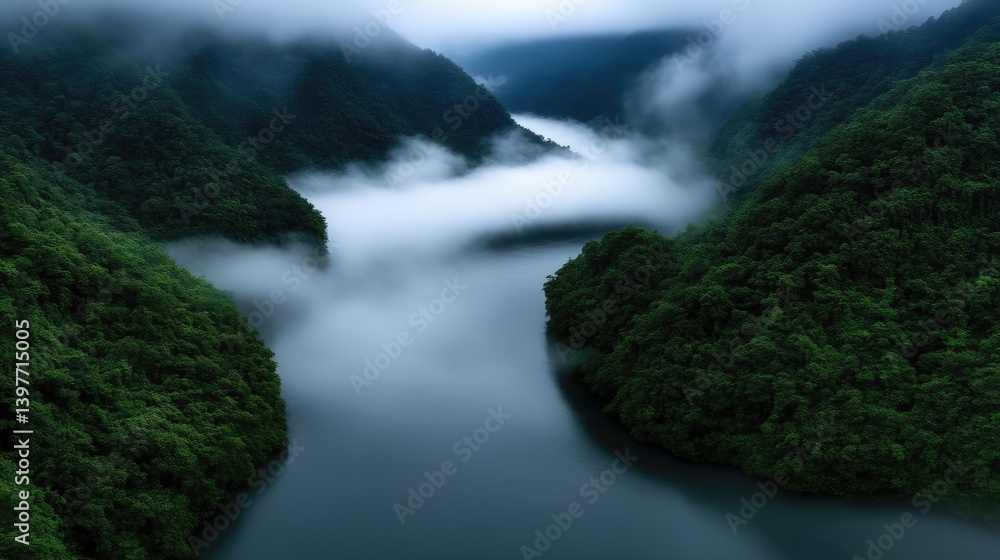 Obraz premium Misty River Valley