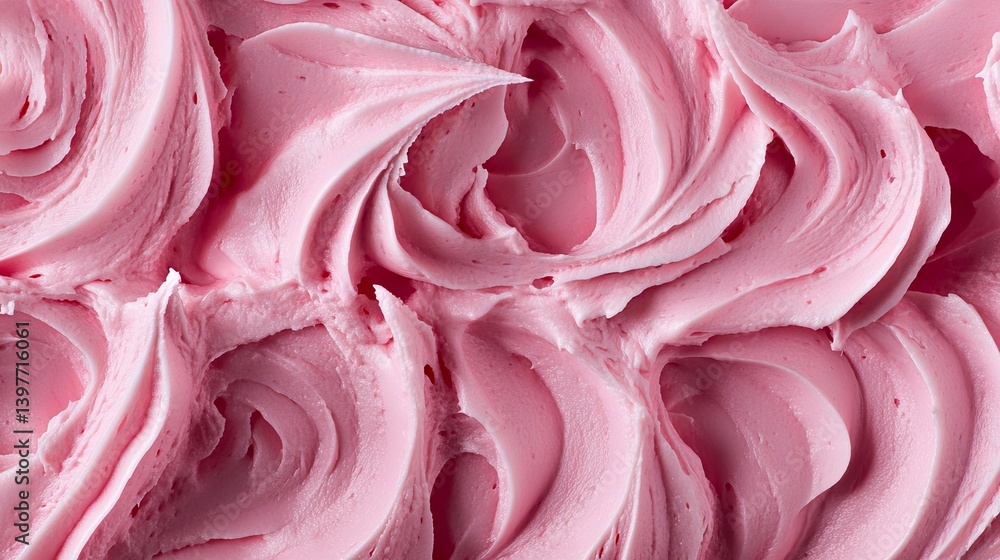 Obraz premium Close up of swirls of smooth pink frosting texture creating a visually appealing sweet background