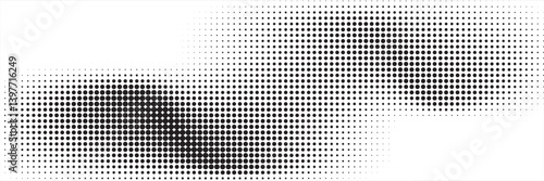 Grunge halftone gradient background. Faded grit noise texture. White and black sand wallpaper. Retro pixelated backdrop. Anime or manga style comic overlay. Vector graphic design textured template