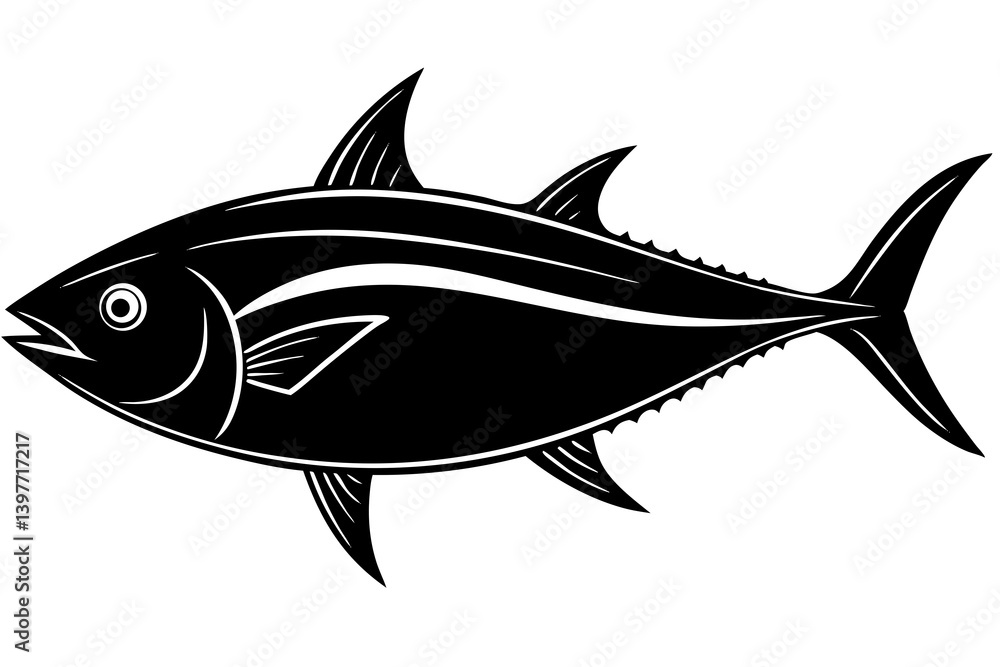 Fototapeta premium Clean and scalable fish vector illustration perfect for aquatic-themed designs, seafood branding, marine education materials, and creative digital projects. Easily editable and ideal for use in logos,