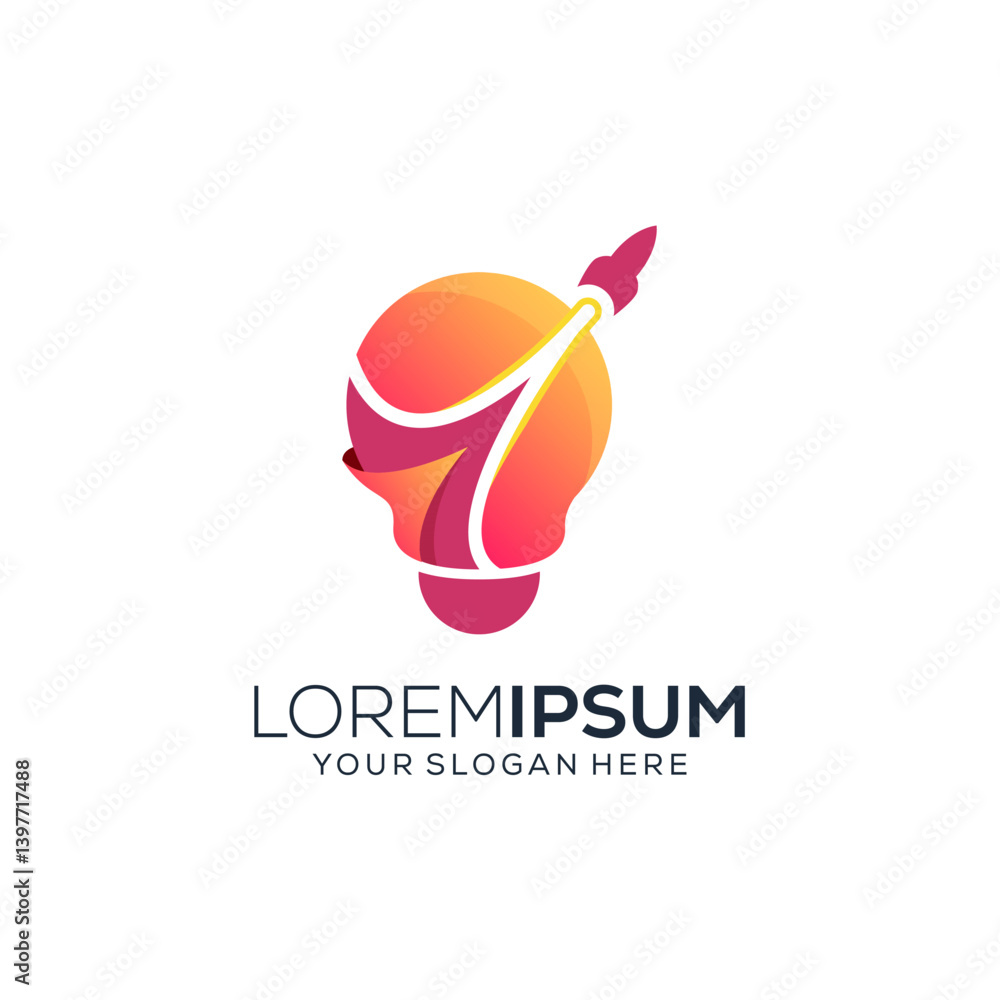 Obraz premium Abstract bulb rocket logo design