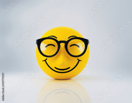 Happy Smiley Face Wearing Glasses Joyful Expression Positive Mood Icon