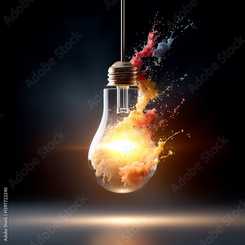 Obraz na płótnie Light Bulb Explosion: A Visual Representation of Innovation and Creative Energy Unleashed with Vivid Colors and Dynamic Motion w salonie