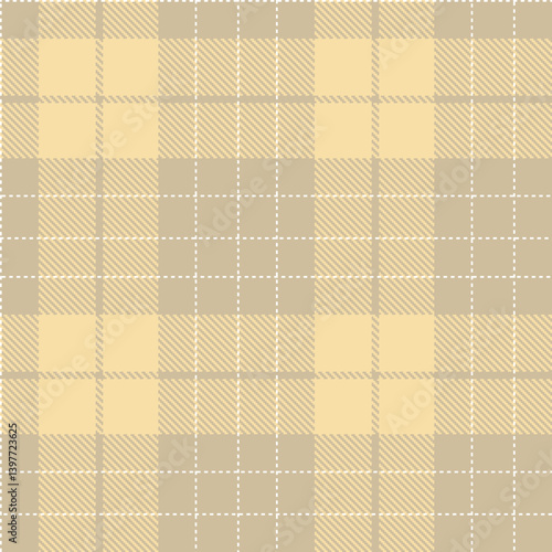 Elegant Warm putty & Dark white Seamless Tartan Textile Design