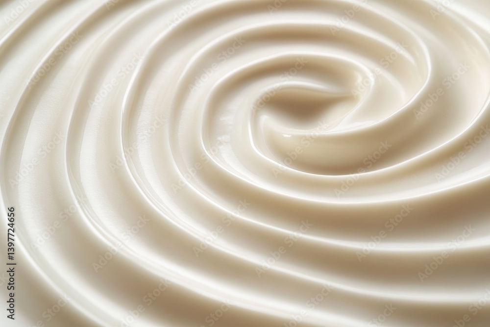 A high resolution close up shot of white cream with a swirling pattern A high resolution close up shot of white cream with a swirling pattern