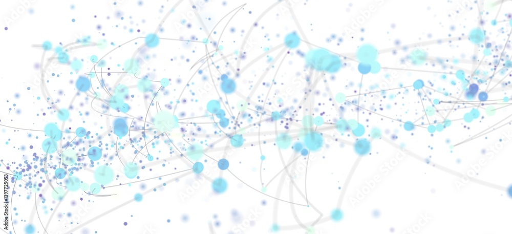 Abstract background image featuring a network of interconnected blue dots and lines on a white background. Perfect for technology, connection, or communica
