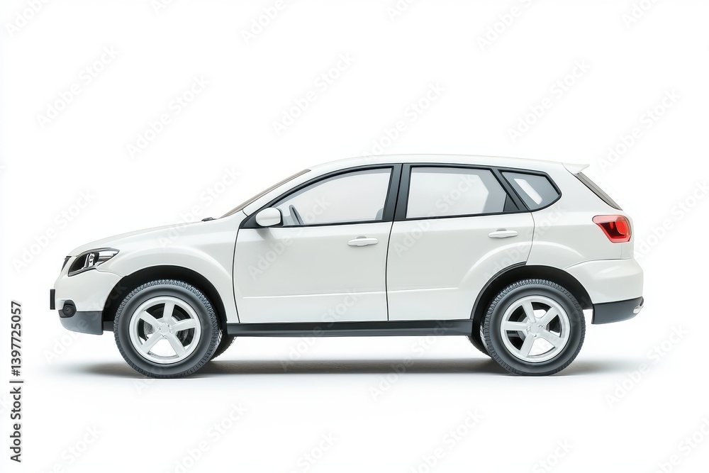 A white compact SUV isolated on a white background A white compact SUV isolated on a white background