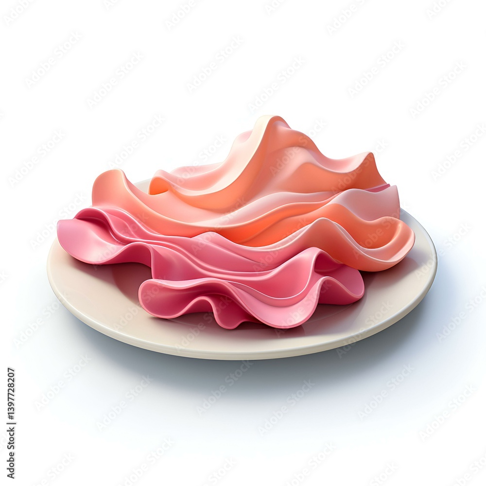 Abstract Pink and Peach Food Styling Creamy Waves on a Plate Abstract Pink and Peach Food Styling Creamy Waves on a Plate