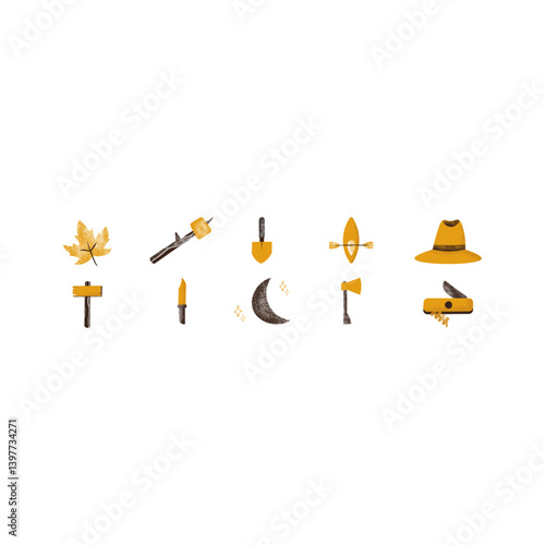rustic camping icon drawings