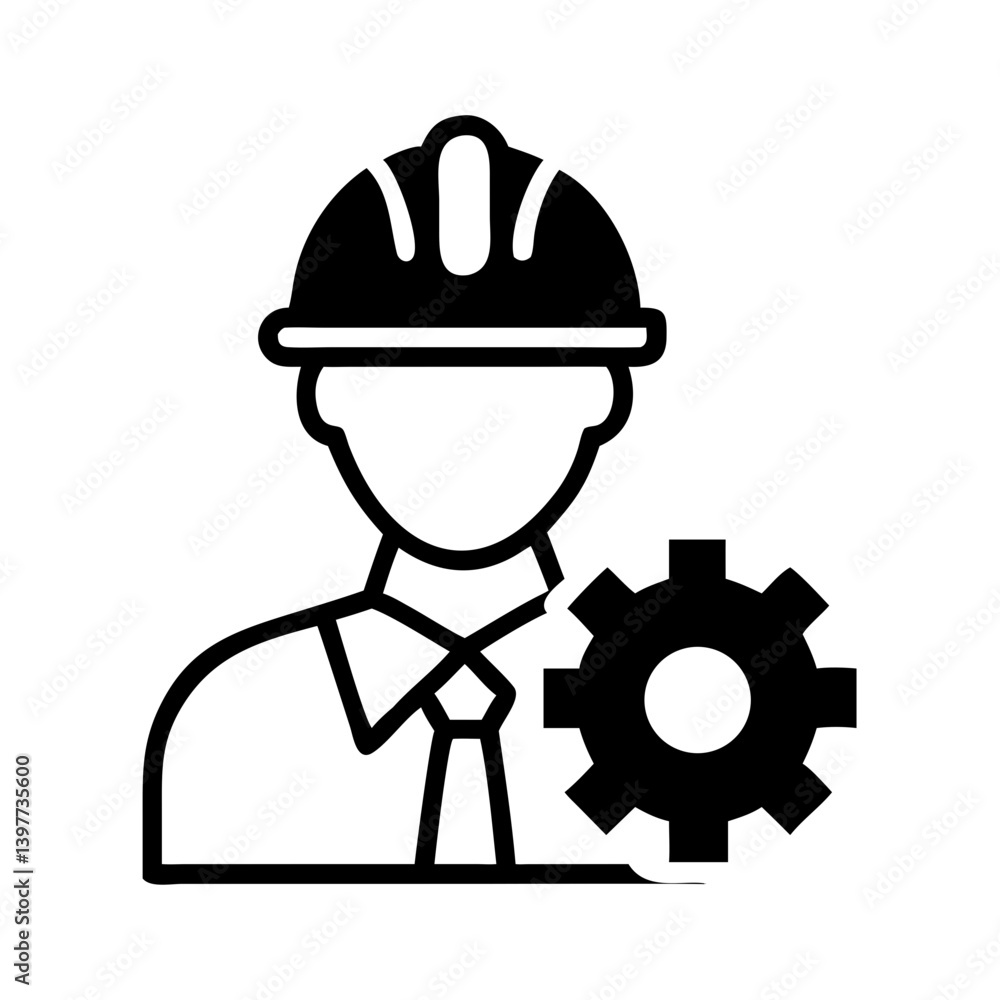 Engineer with Gear Symbol Icon Design Engineer with Gear Symbol Icon Design
