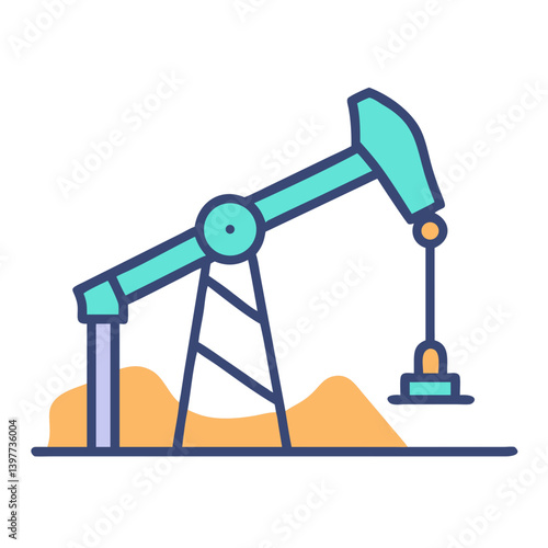 Oil Pumpjack Extracting Ground Crude Icon Design