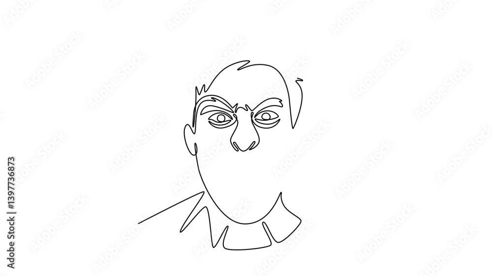 young angry man. Expression concept. Single line draw design. Full length animation illustration. High quality 4k footage young angry man. Expression concept. Single line draw design. Full length animation illustration. High quality 4k footage
