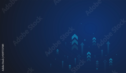 Blue arrows ascending against a dark background symbolize rising market trends and bullish momentum in Forex trading concept vector illustration