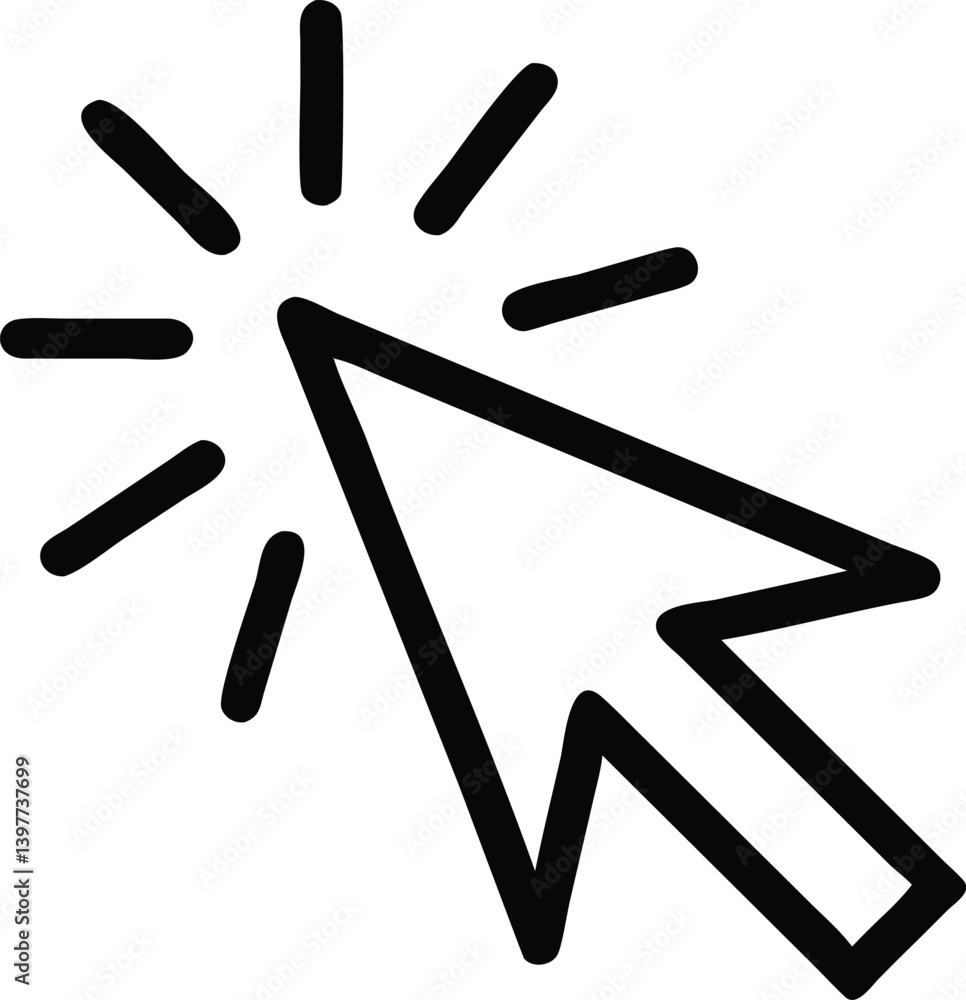Arrow Cursor Icon with Click Effect Pointer Outline in Transparent Style Arrow Cursor Icon with Click Effect Pointer Outline in Transparent Style
