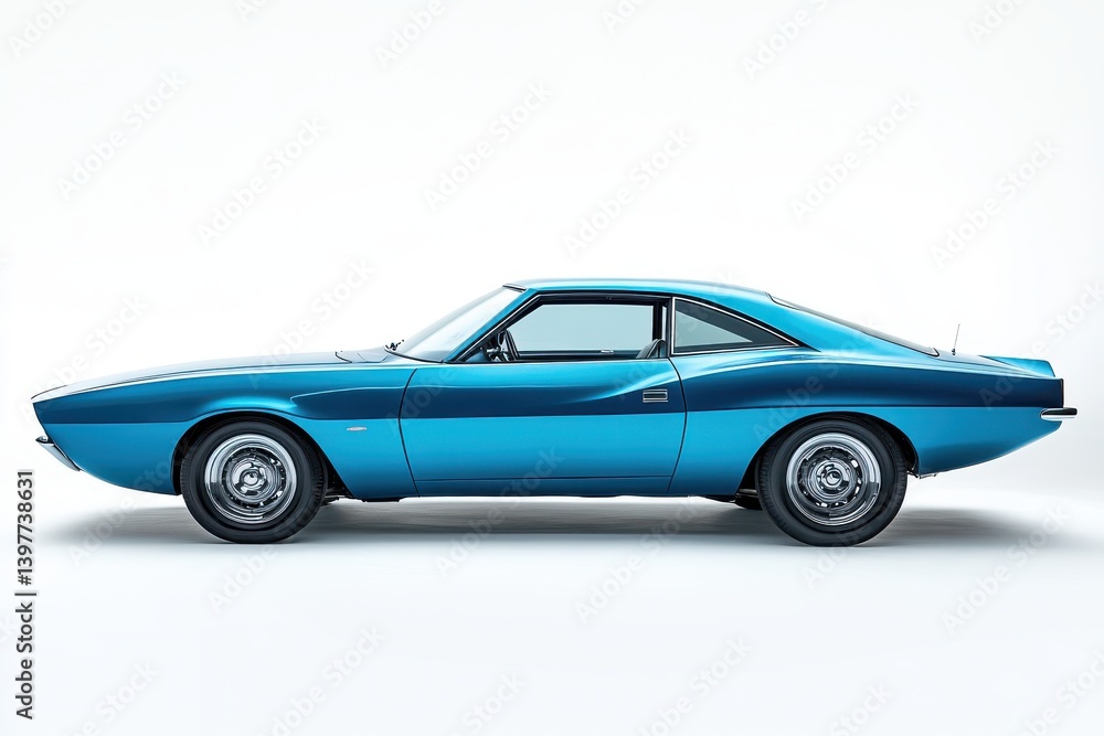 Obraz premium A blue coupe isolated on a white background