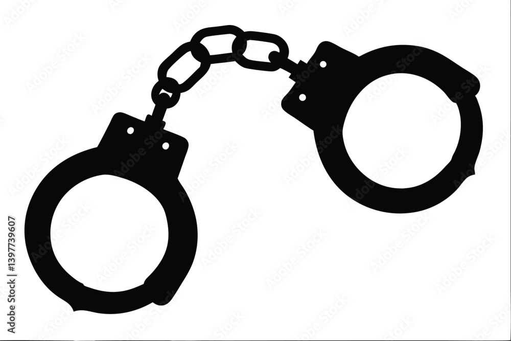 Handcuff silhouette vector, Handcuff icon symbol Handcuff silhouette vector, Handcuff icon symbol