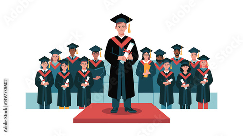 group of students in graduation cap