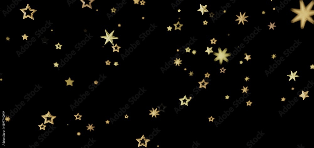 Beautiful image of gold stars falling against a black background. Perfect for holiday or celebration projects. Beautiful image of gold stars falling against a black background. Perfect for holiday or celebration projects.