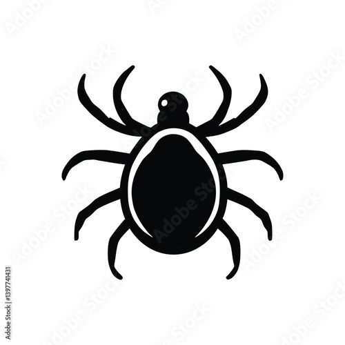 Vector tick bug Silhouette of a Tick – Symbol of Parasitic Insects and Vector-Borne Diseases Vector Illustration