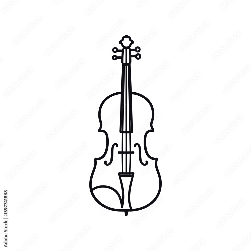 Fototapeta premium Violin Icon Minimalist Line Drawing of a Violin – Elegant Representation of Classical Music Vector Illustration