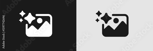 Artificial intelligence image icon with sparkles, useful for apps and digital interfaces.