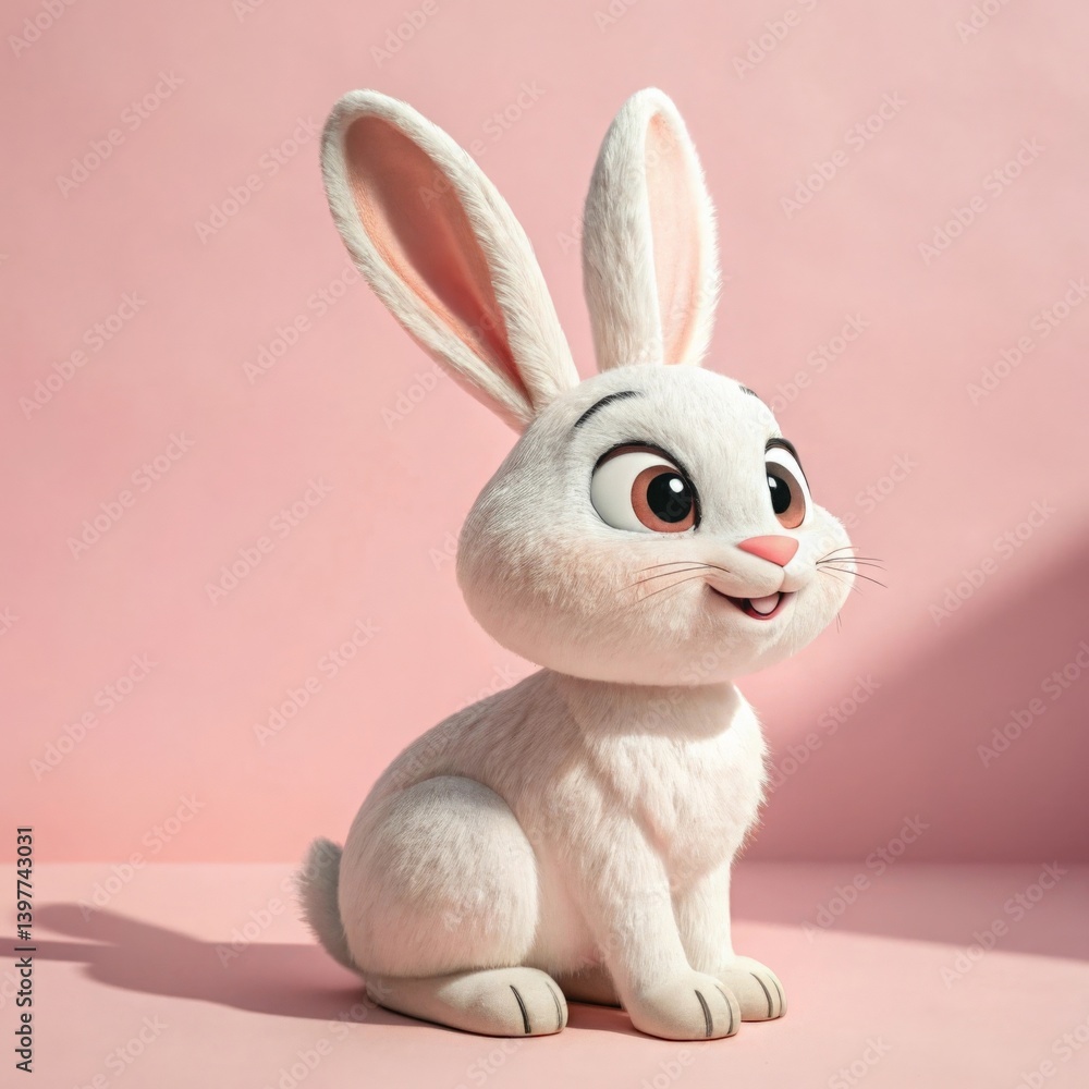 Fototapeta premium easter bunny with pink ribbon