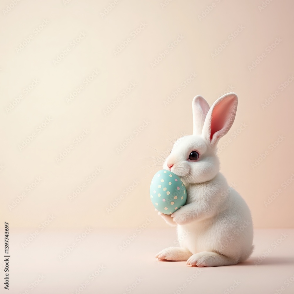 Obraz premium white rabbit with easter egg