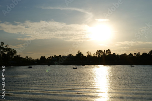 sunset over the river