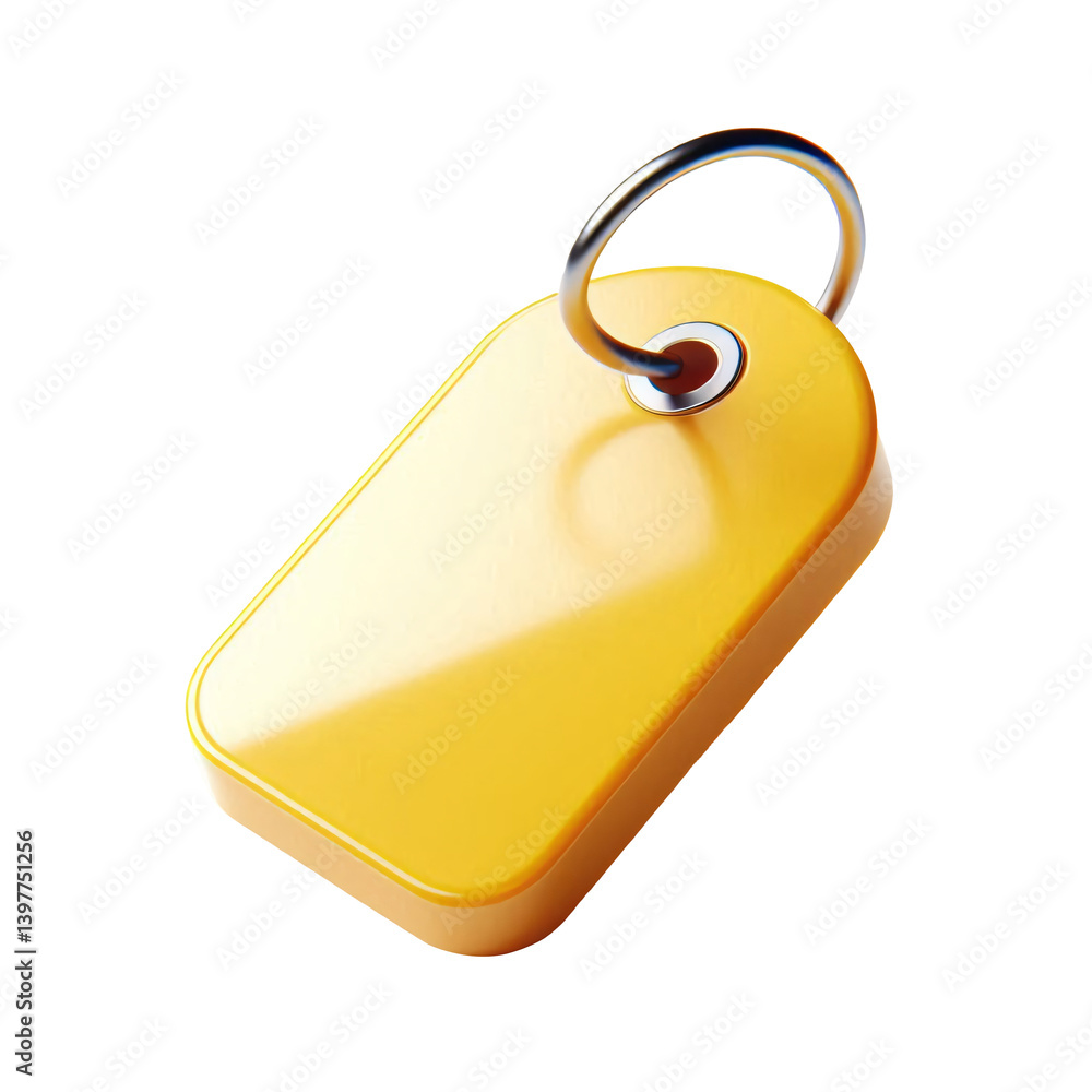 Fototapeta premium Close-up of a yellow tag with a metal ring