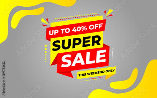 Super Sale Banner Template Abstract Vector Design. Super sale Poster Or Discount Tag  For Web Media And Market. Super Sale creative banner illustration