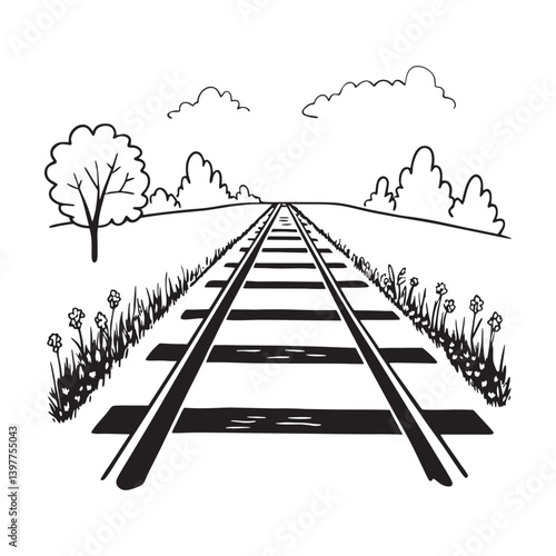vector illustration of a railway