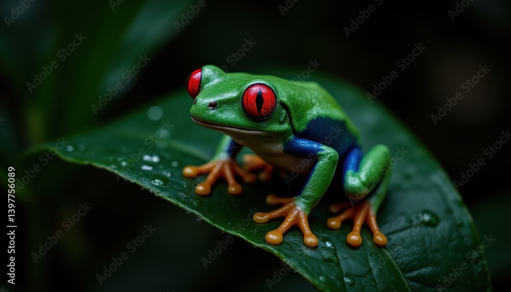 Red-eyed tree frog on leaf Red-eyed tree frog on leaf
