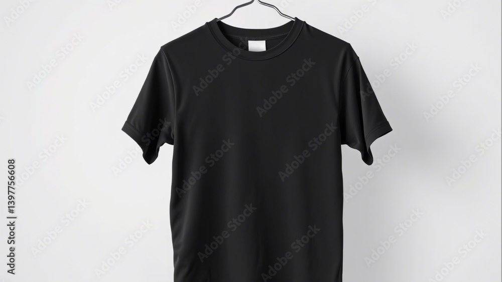 Black T-Shirt Mockup Front View for Custom Logo and Graphic Design Black T-Shirt Mockup Front View for Custom Logo and Graphic Design